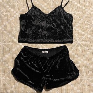 Haley and June XL Velvet Black Cami & Shorts Sleep Set - Women Intimates